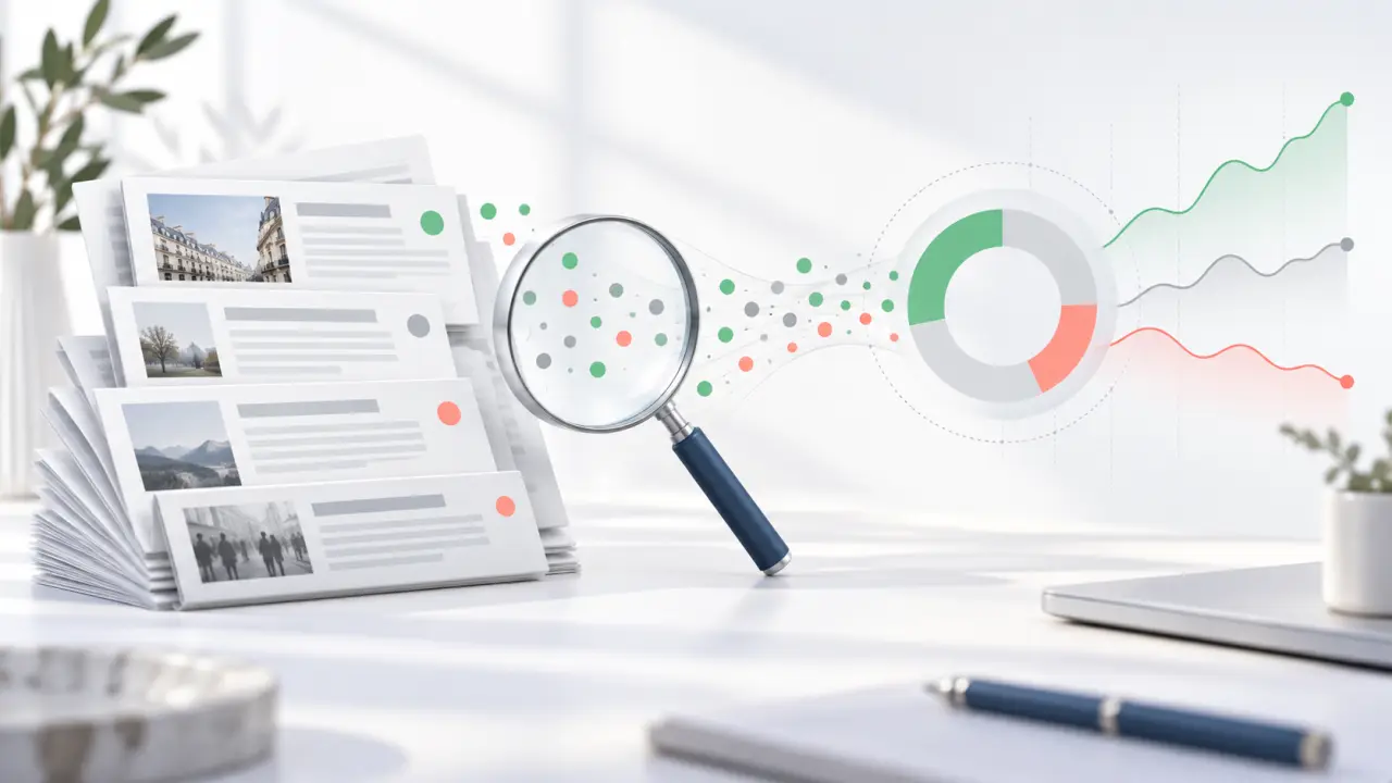 Tableau de bord analysant la tonalité des articles de presse d’une marque
