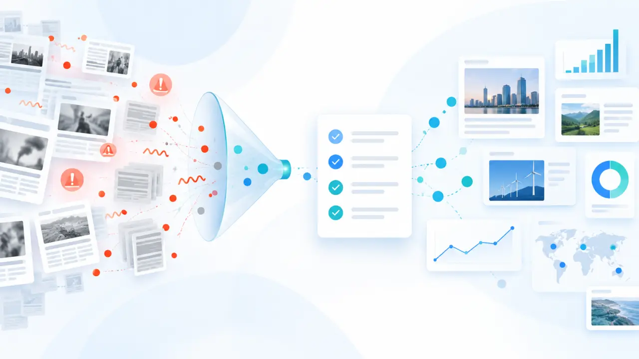 Tableau de bord de veille média analysant des tendances dans la presse