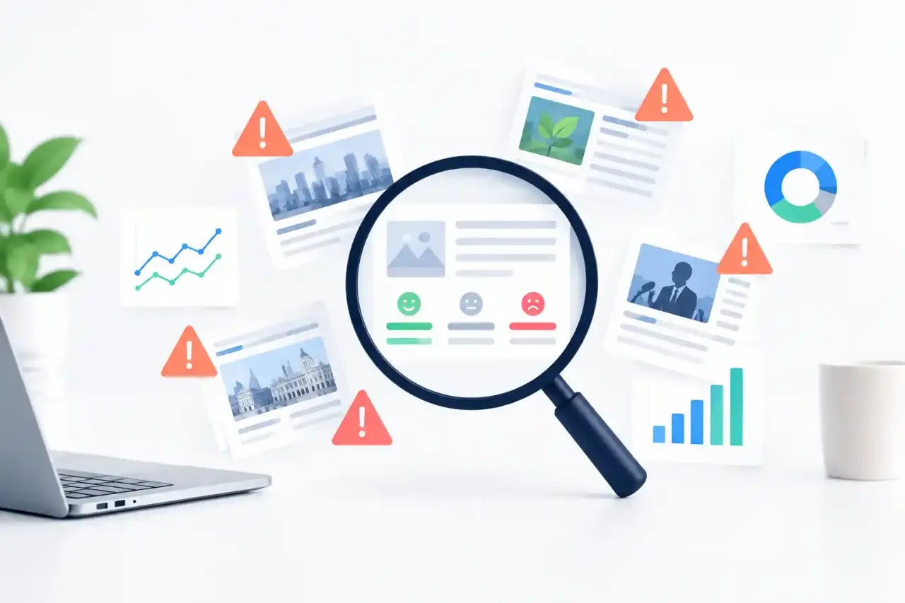 Tableau de bord présentant une analyse de tonalité dans la presse