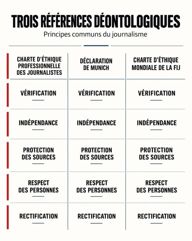 Guide pour comprendre le fonctionnement de la déontologie des journalistes à travers trois chartes de référence