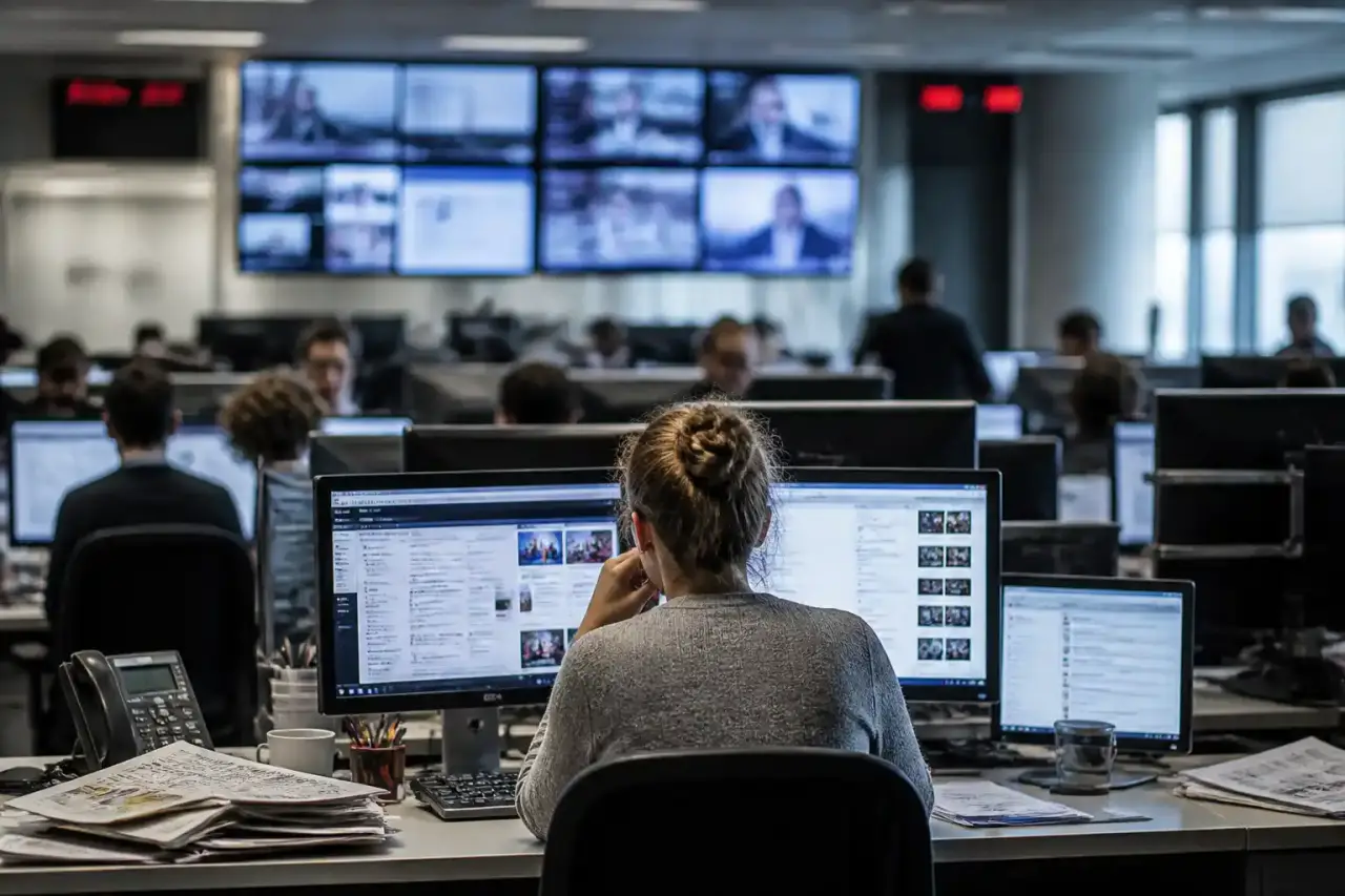 Tableau de bord de veille média affichant des tendances et des articles de presse